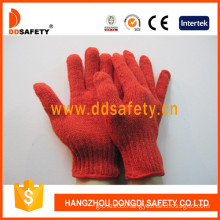 7 Gauge Red Cotton Polyester String Knitted Safety Gloves (DCK501)